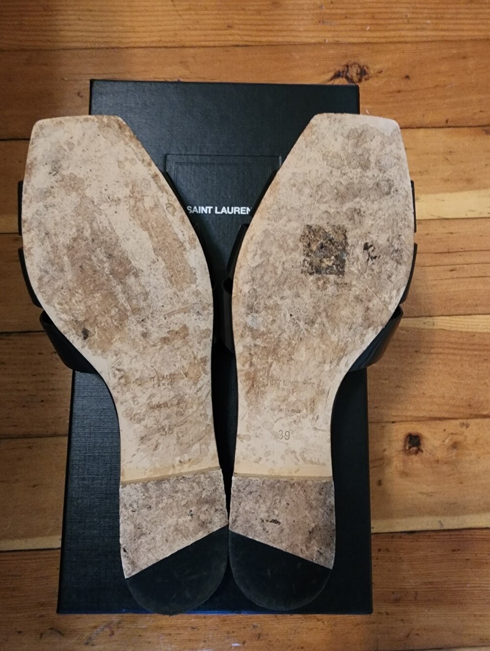 Saint Laurent Tribute Nu Pieds Flat Black Sandals 9/39 Travel Summer Vacation - Picture 6 of 14